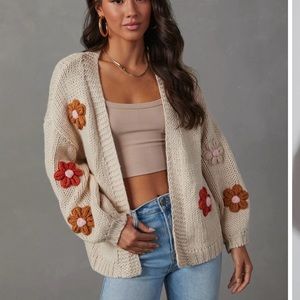 Vici Fallen Daisy Oversized Knit Cardigan